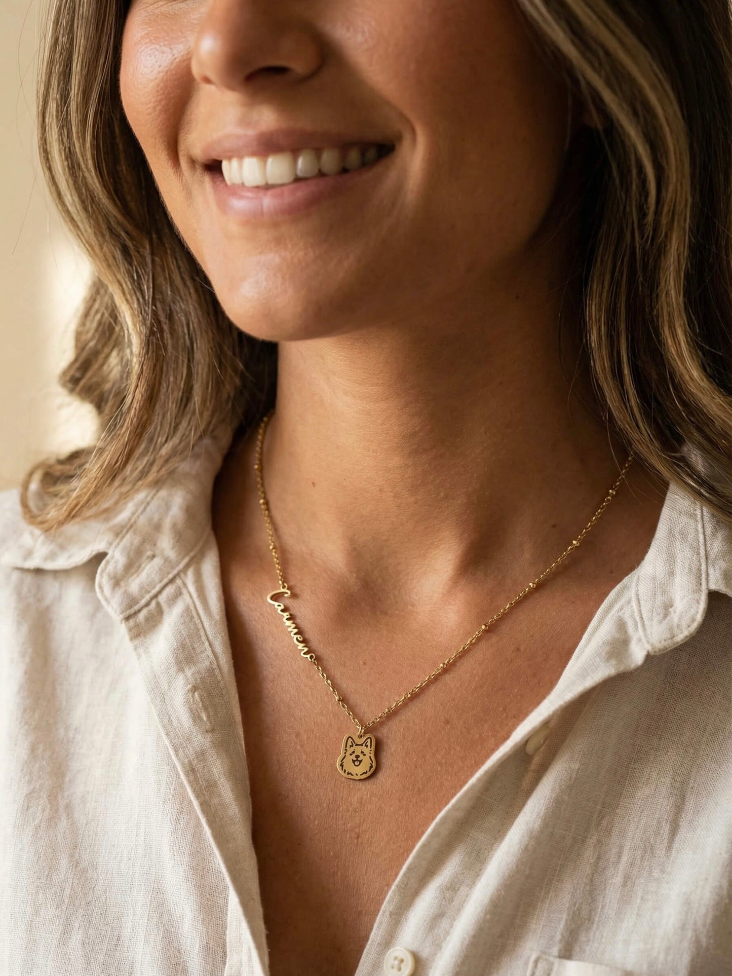 Pet Portrait Name Necklace