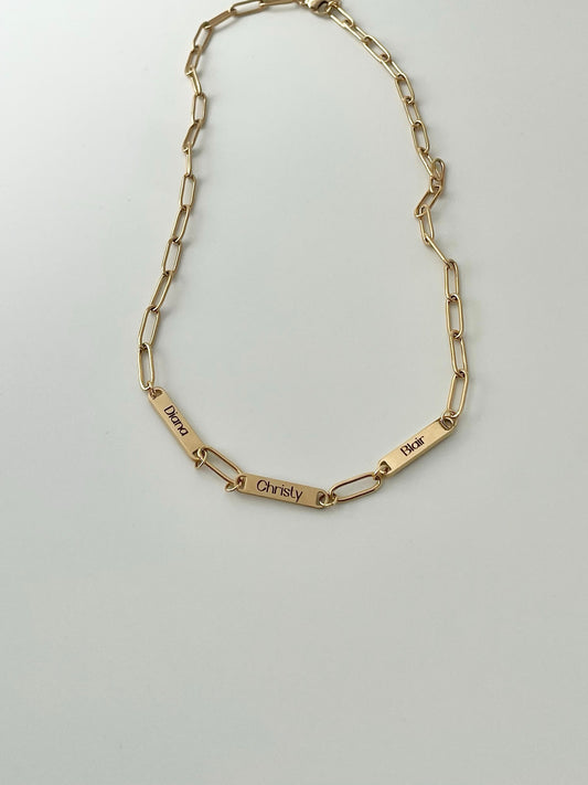 Multiple Name Clipper Chain Necklace