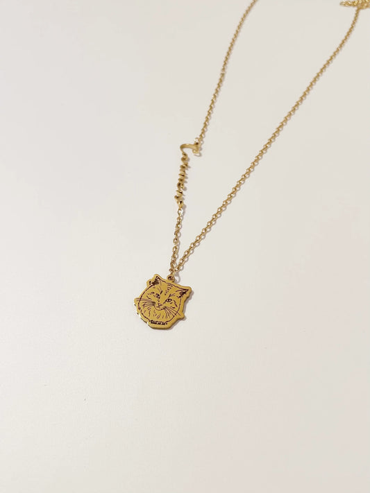 Pet Portrait Name Necklace (Gold)
