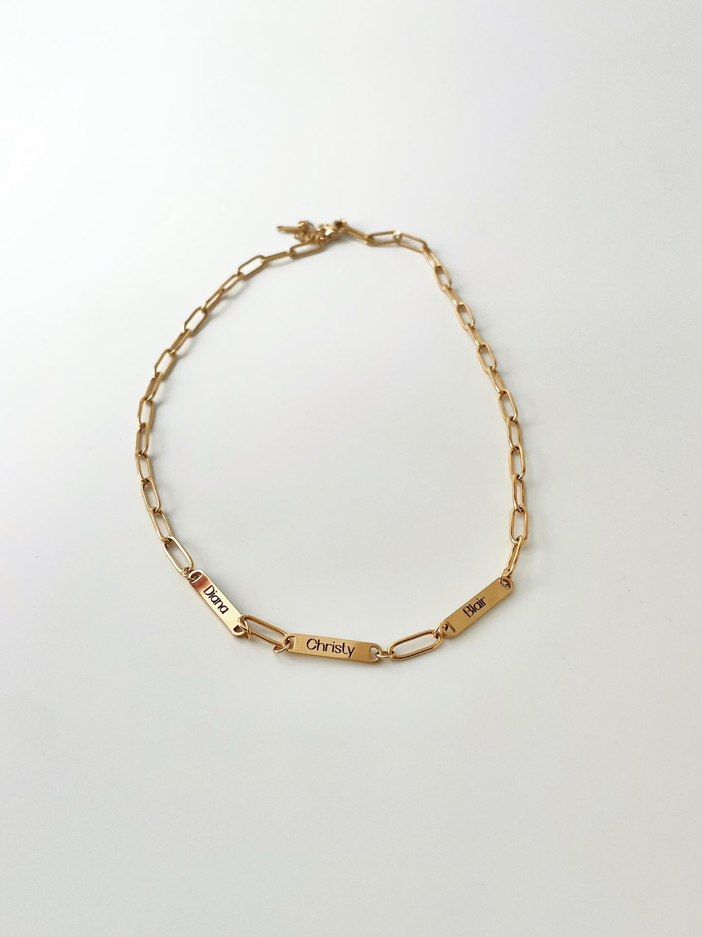 Multiple Name Clipper Chain Necklace