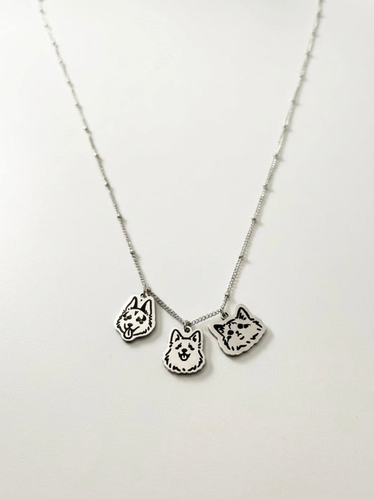 Pet Portrait Beaded Chain Necklace