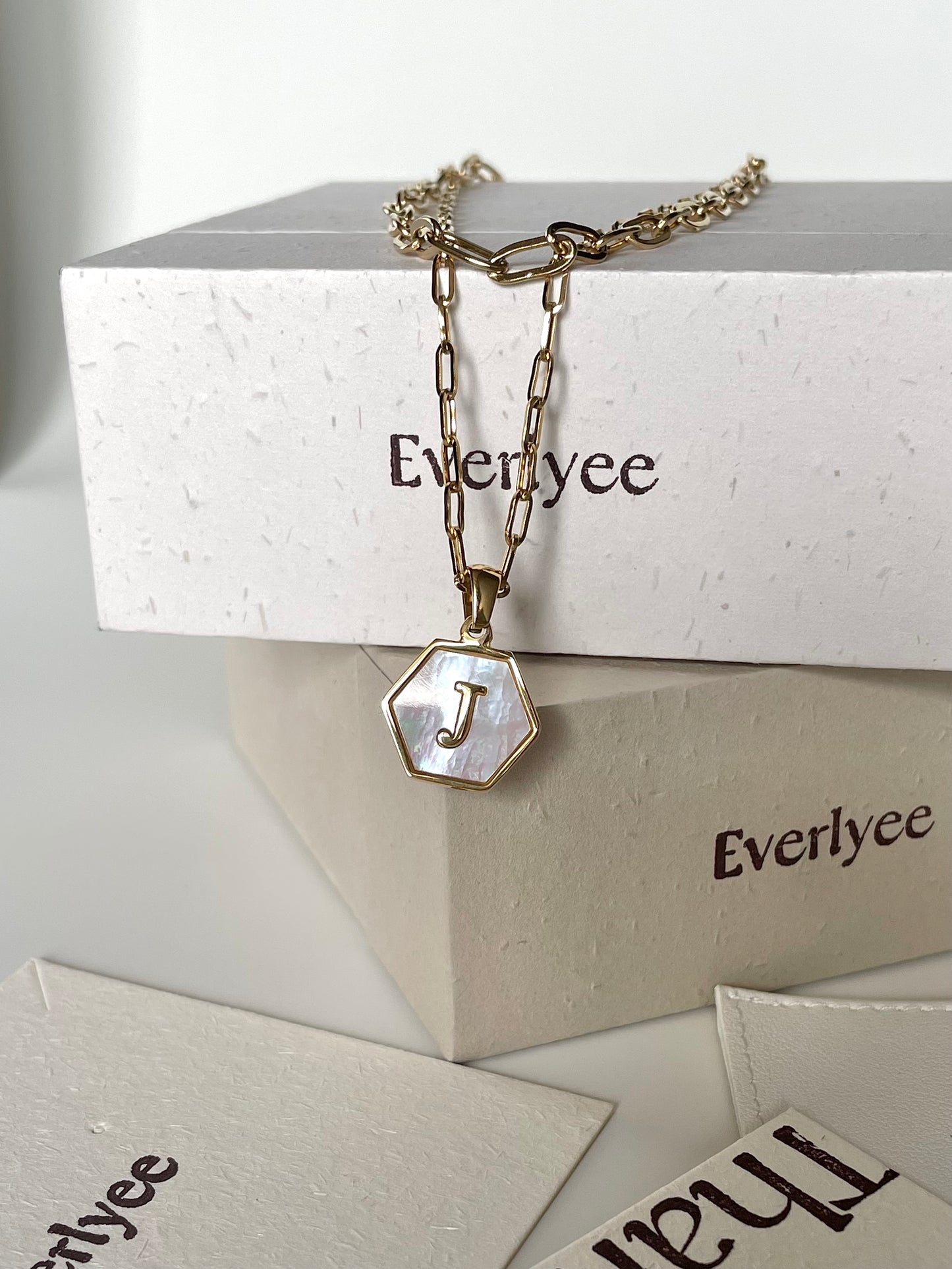 White Hexagon Double Clip Chain Necklaces Set