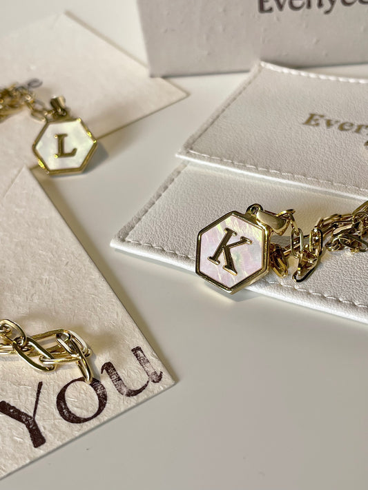 White Hexagon Double Clip Chain Necklaces Set