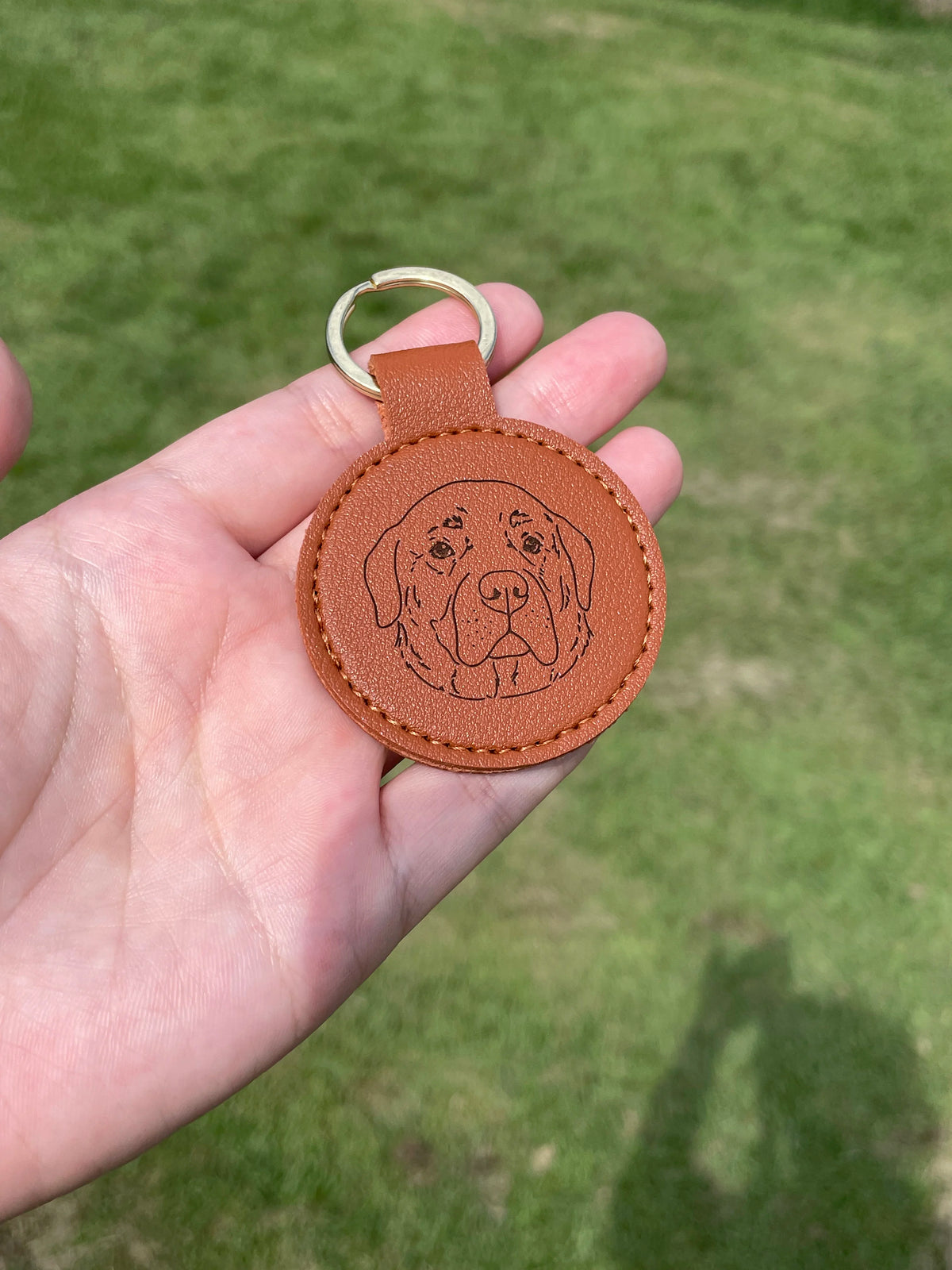 Custom Pet Portrait Vegan Leather Keychain