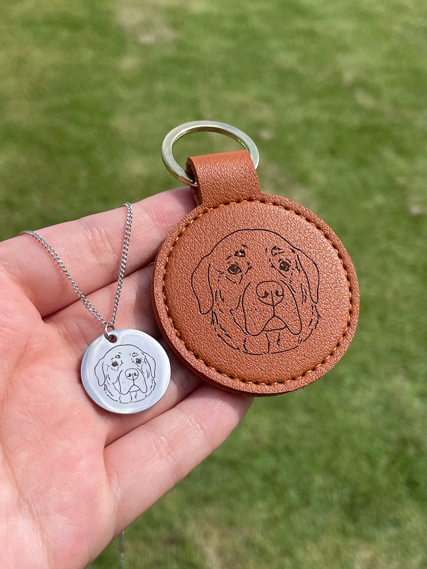 Custom Pet Portrait Vegan Leather Keychain