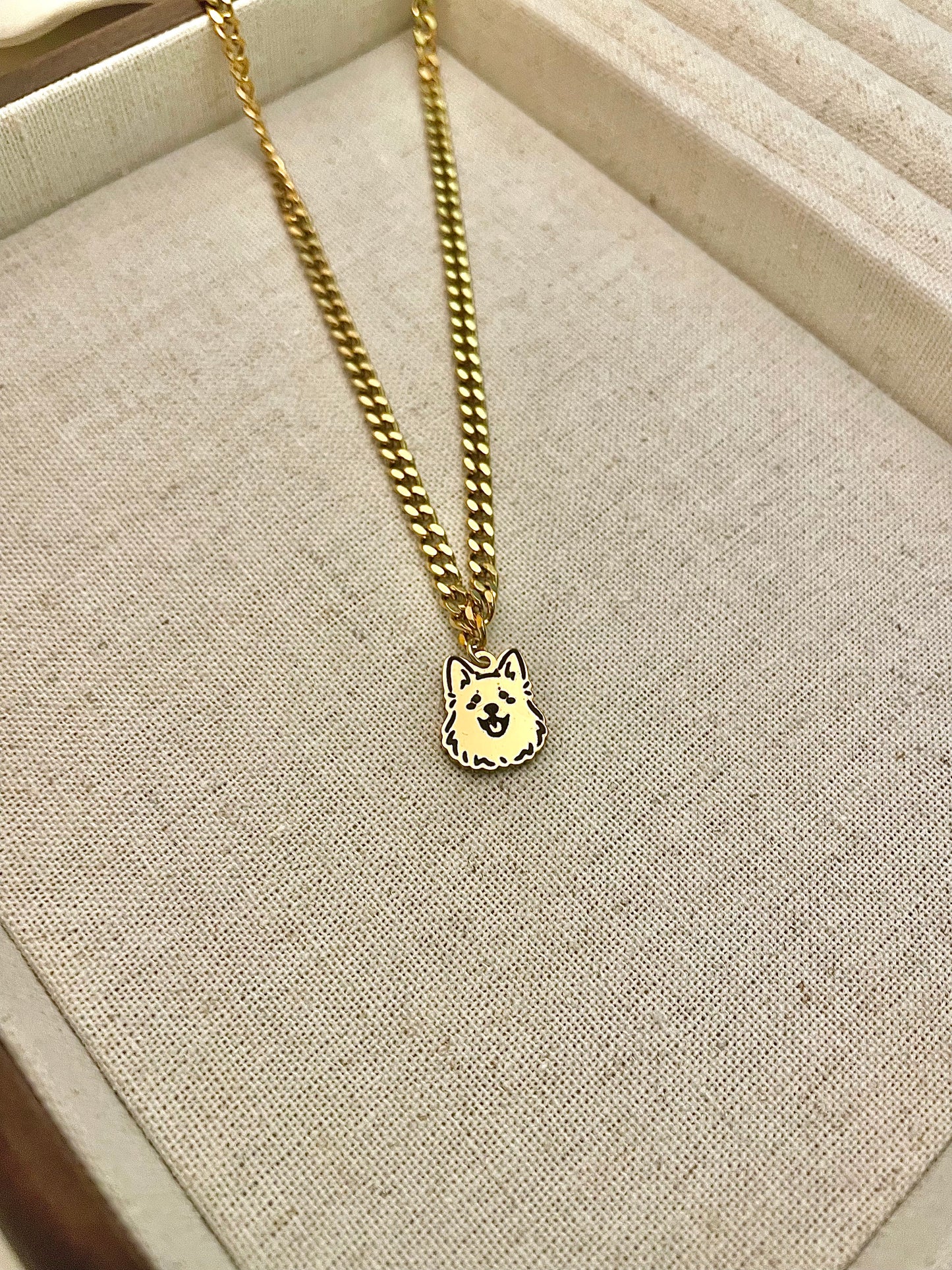 customized dog face cartoon illustration necklace