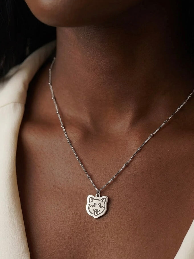 Pet Portrait Beaded Chain Necklace