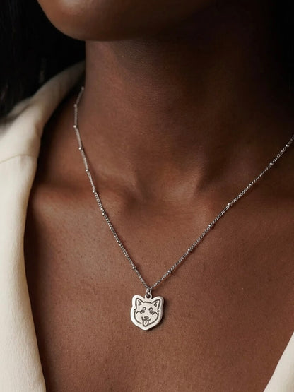 Pet Portrait Beaded Chain Necklace