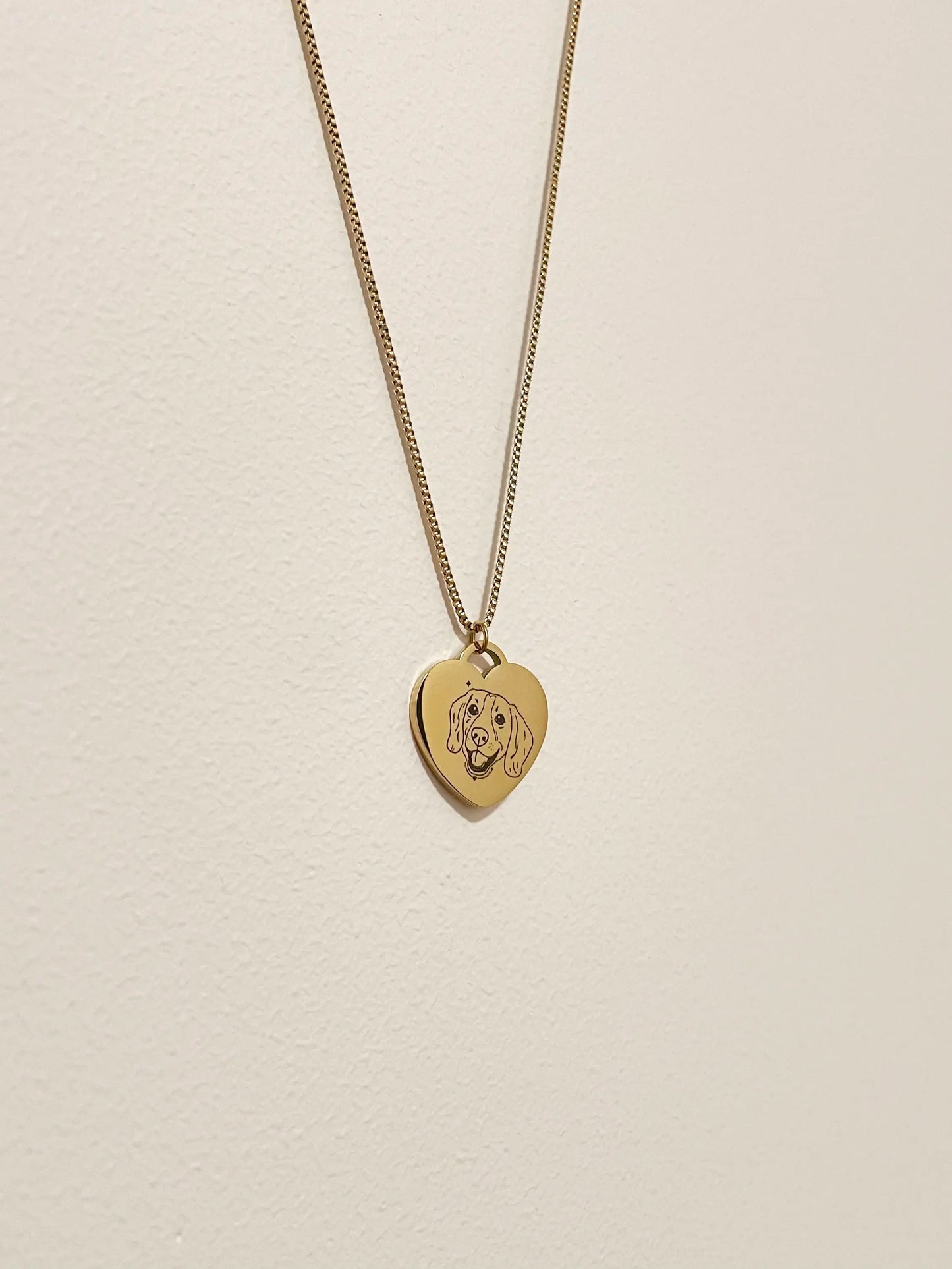 Pet Portrait Heart Necklace (Gold)