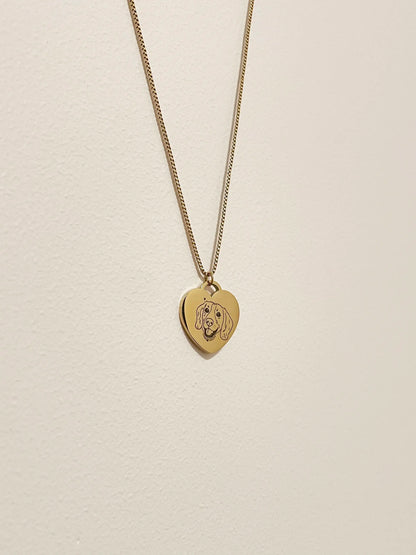 Pet Portrait Heart Necklace (Gold)