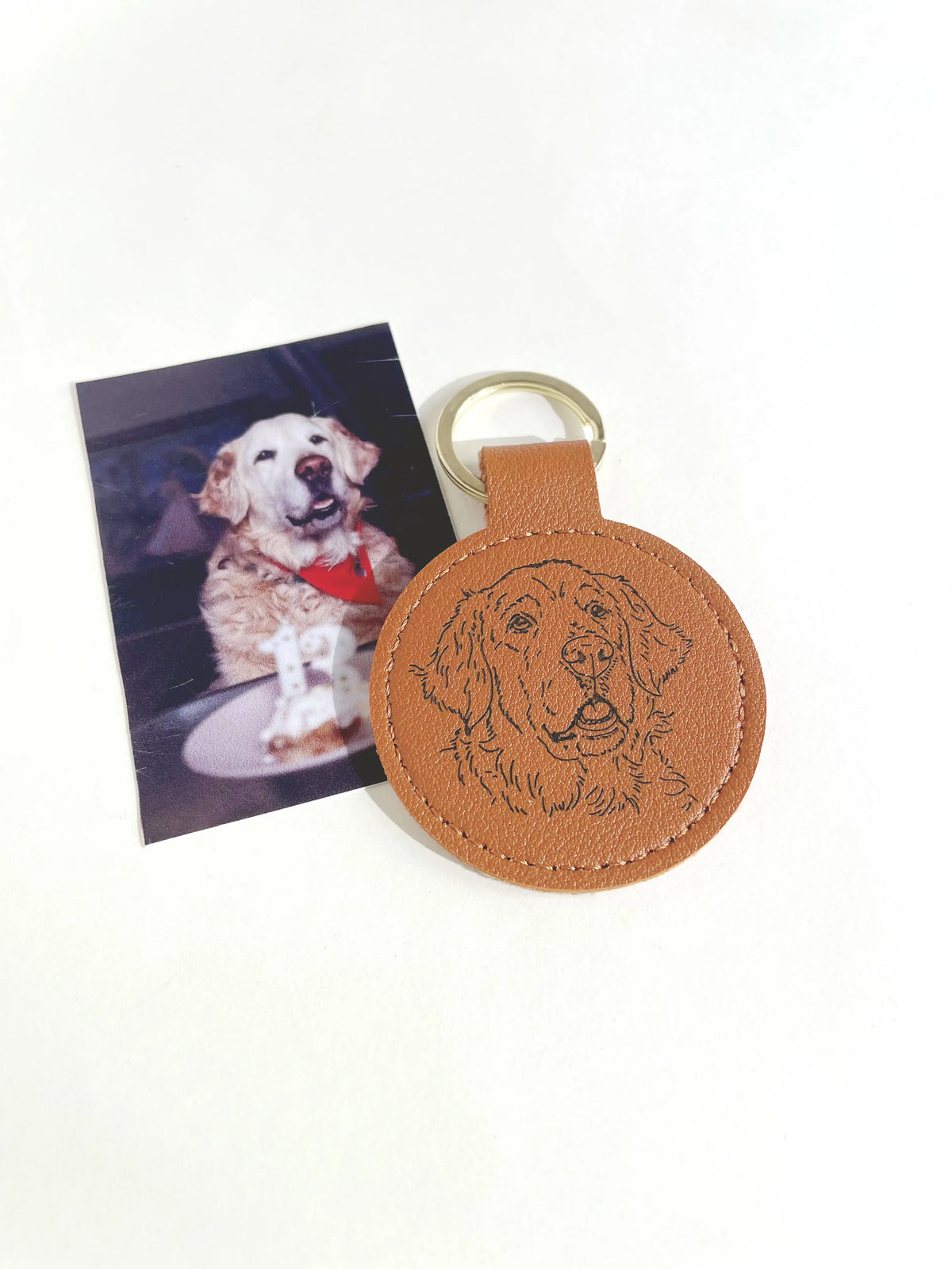 Custom Pet Portrait Vegan Leather Keychain