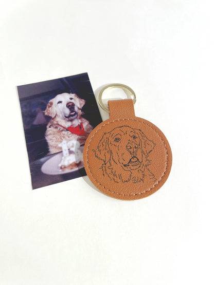 Custom Pet Portrait Vegan Leather Keychain
