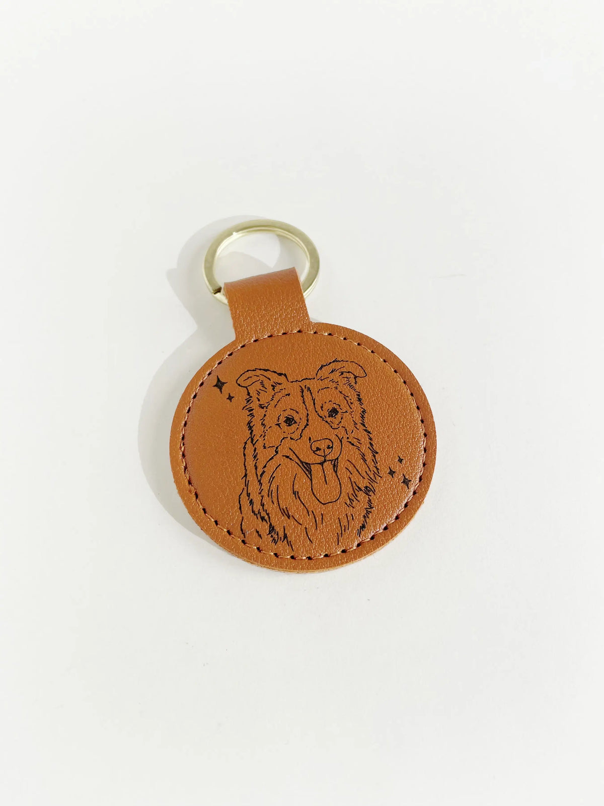 Custom Pet Portrait Vegan Leather Keychain