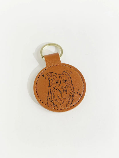 Custom Pet Portrait Vegan Leather Keychain
