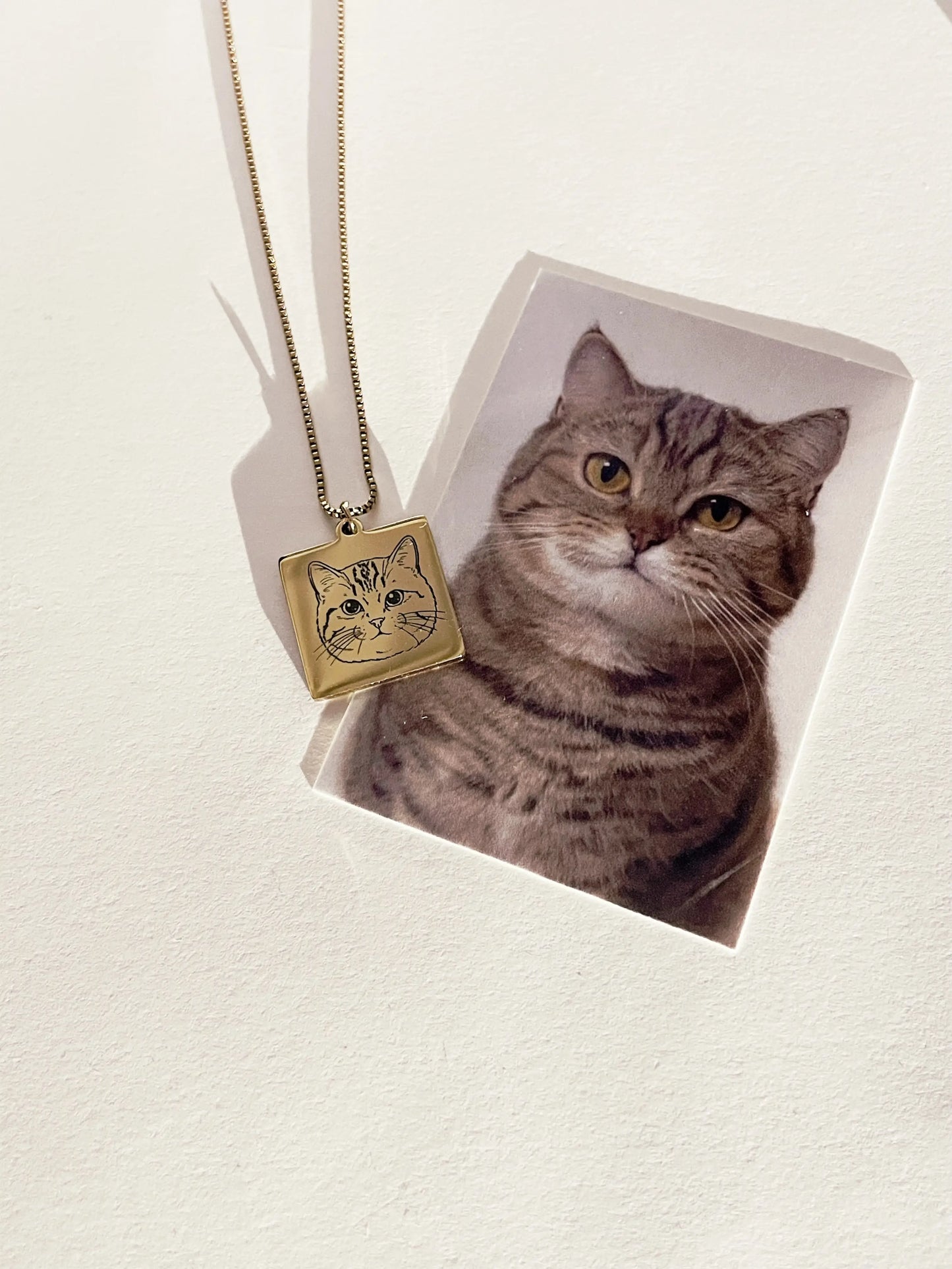 Pet Portrait Tile Necklace (Gold)