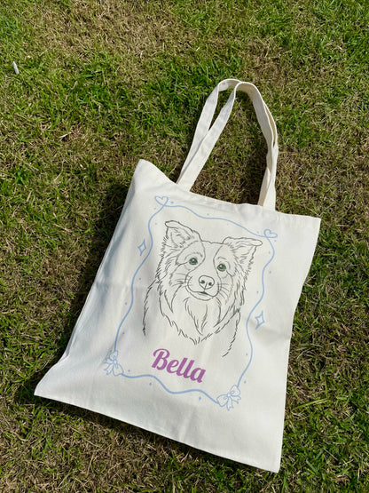 Custom Pet Portrait Tote Bag (Double-Sided)