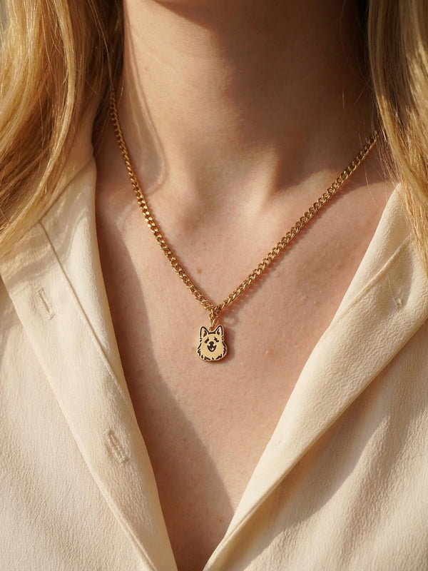 Pet Portrait Mini Cuba Necklace (Gold)