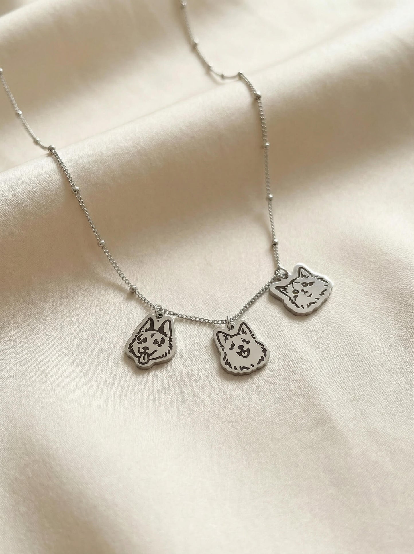 Pet Portrait Beaded Chain Necklace