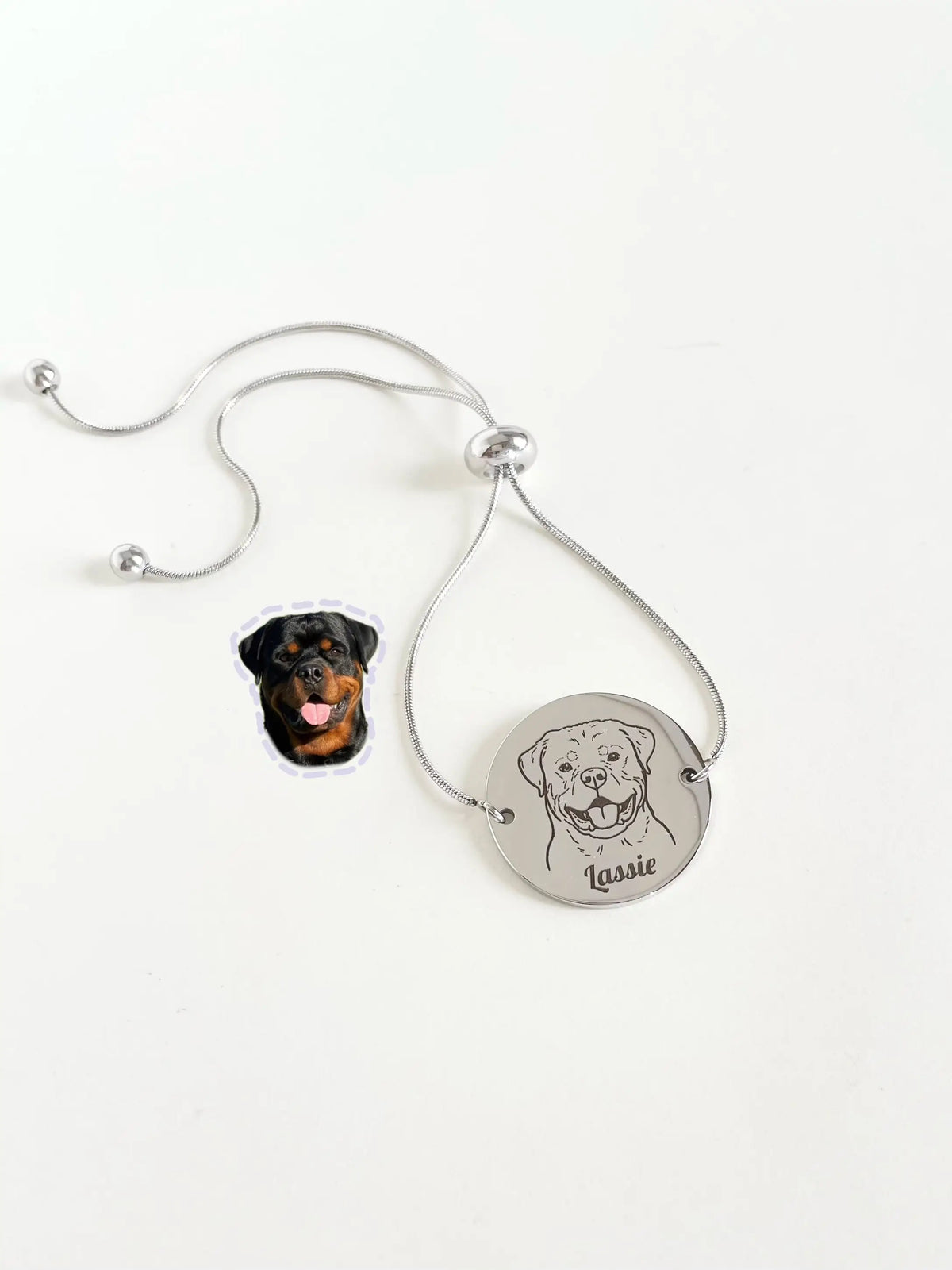 Pet Portrait Love Knot Bracelet (Silver)