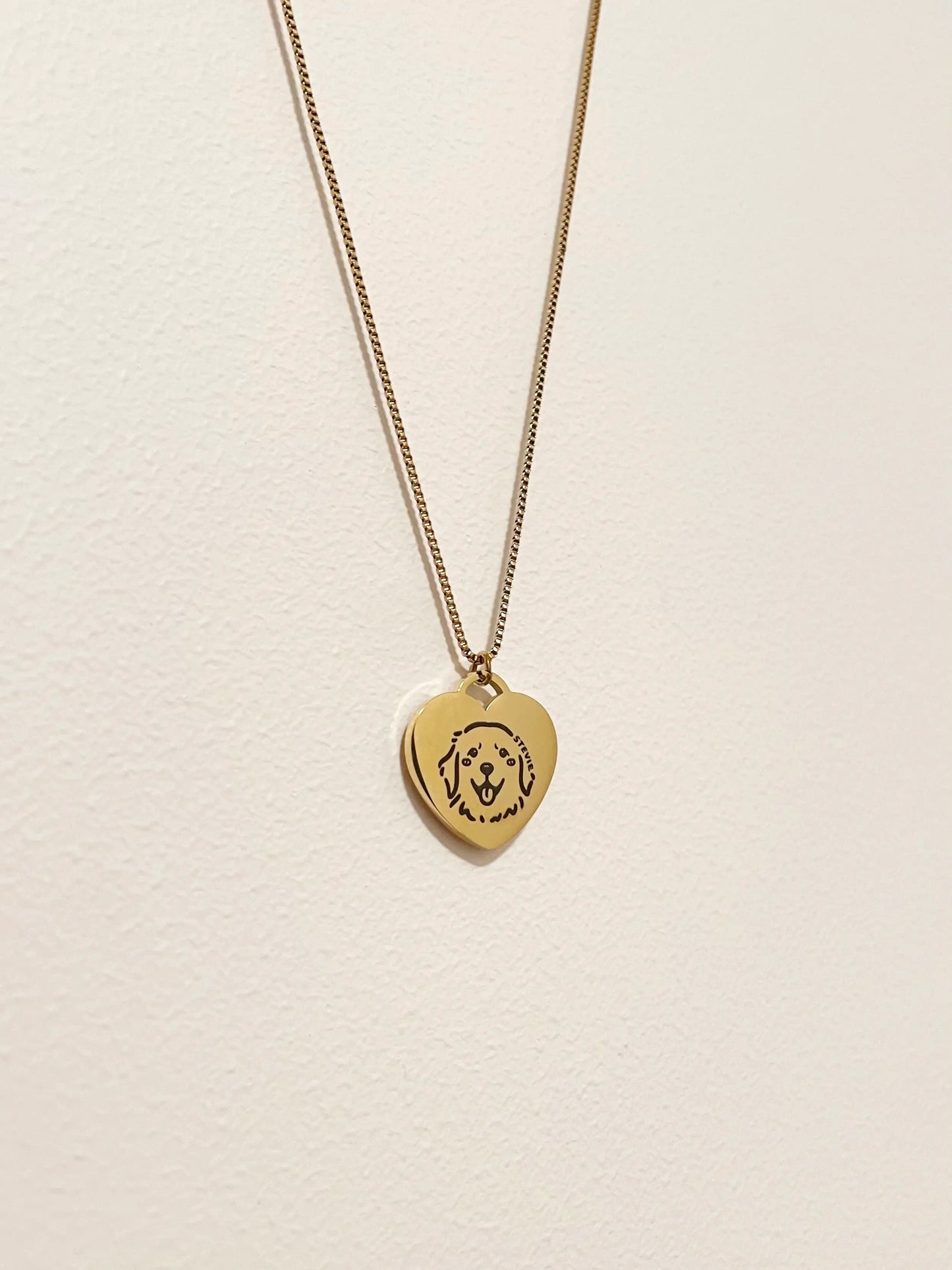 Pet Portrait Heart Necklace (Gold)
