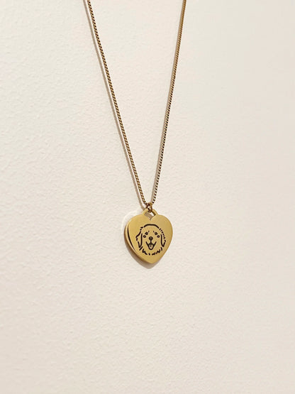 Pet Portrait Heart Necklace (Gold)