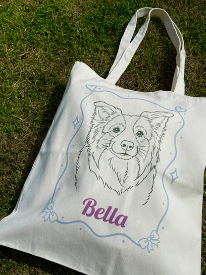 Custom Pet Portrait Tote Bag (Double-Sided)