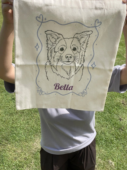 Custom Pet Portrait Tote Bag (Double-Sided)