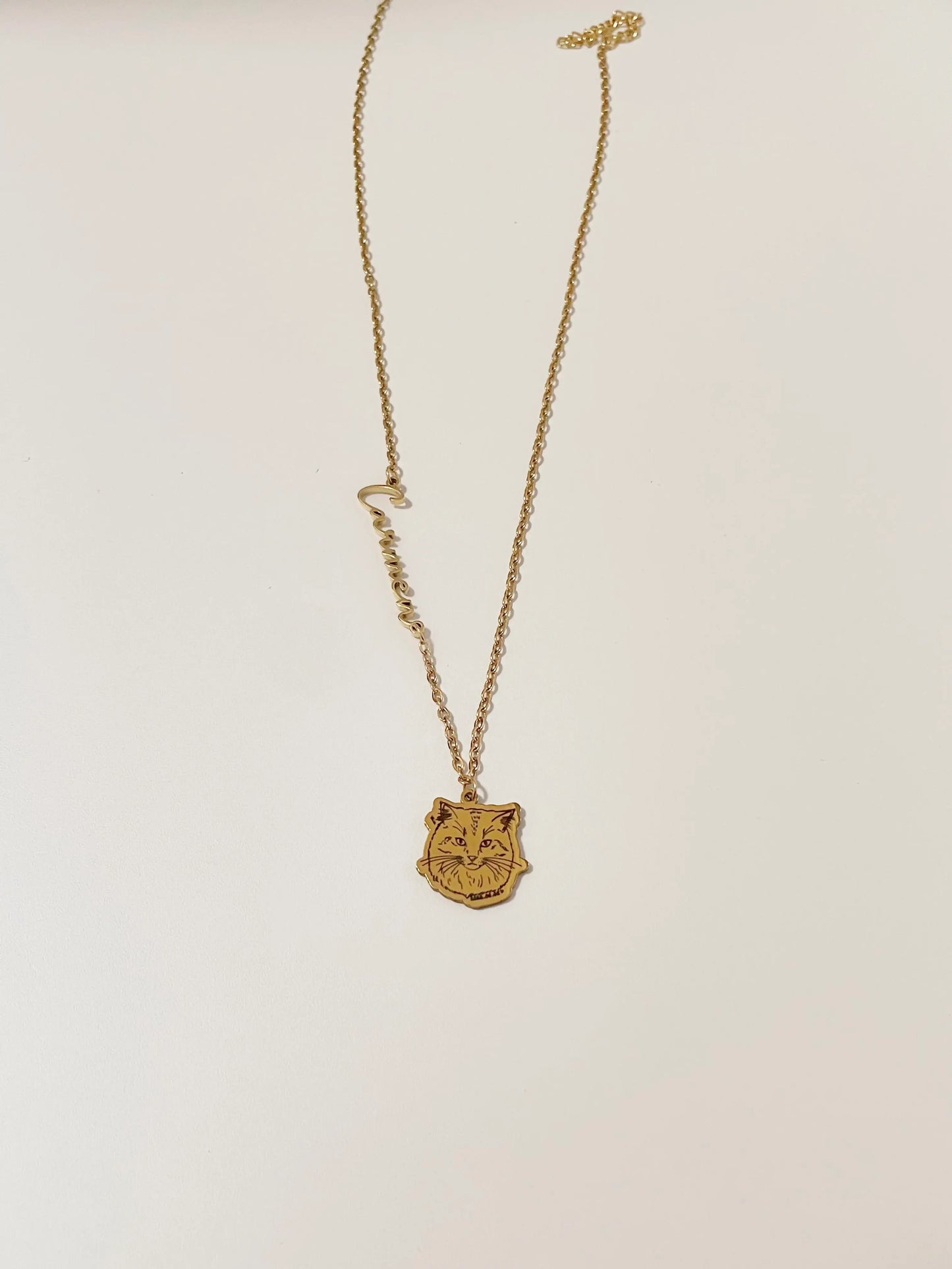 Pet Portrait Name Necklace (Gold)