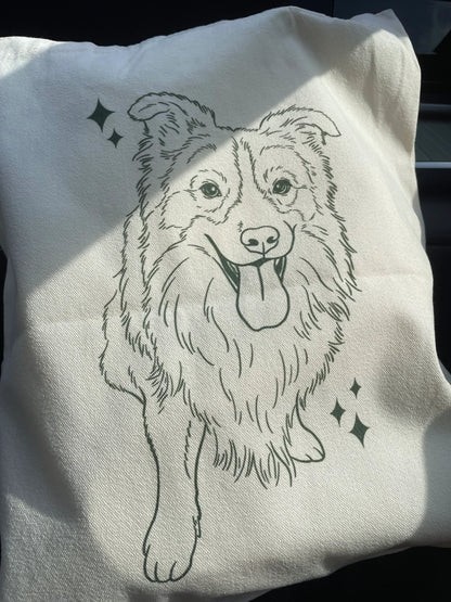 Custom Pet Portrait Tote Bag (Double-Sided)