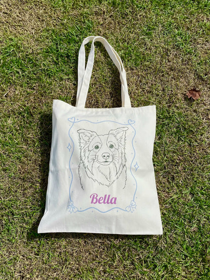 Custom Pet Portrait Tote Bag (Double-Sided)