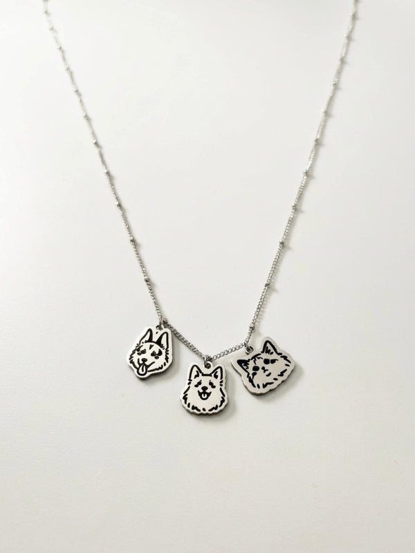 Pet Portrait Beaded Chain Necklace