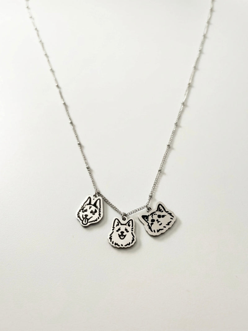 Pet Portrait Beaded Chain Necklace