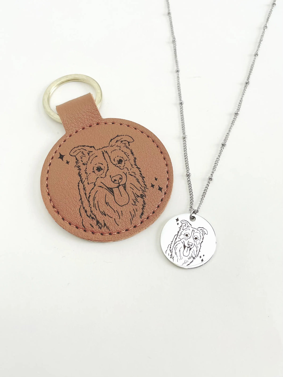 Custom Pet Portrait Vegan Leather Keychain