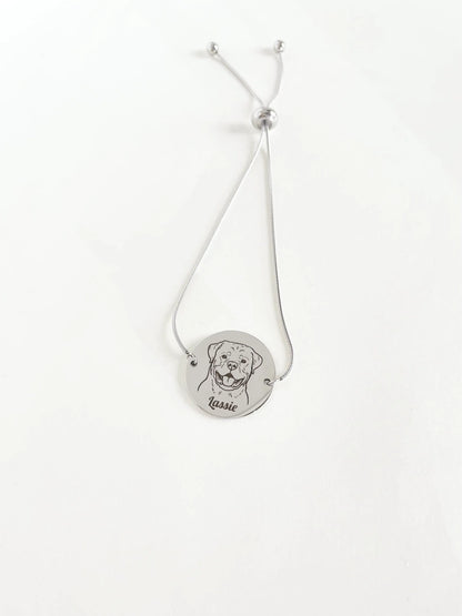 Pet Portrait Love Knot Bracelet (Silver)