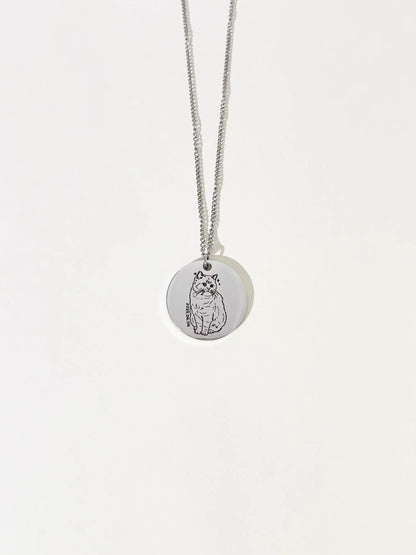 Pet Portrait Disc Necklace (Silver)