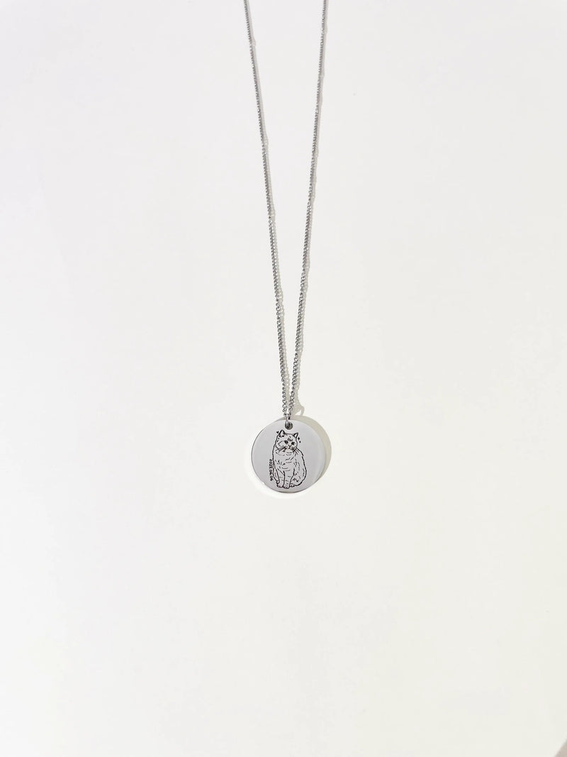 Pet Portrait Disc Necklace (Silver)