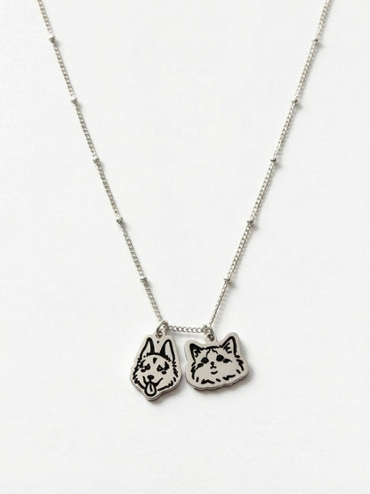 Pet Portrait Beaded Chain Necklace