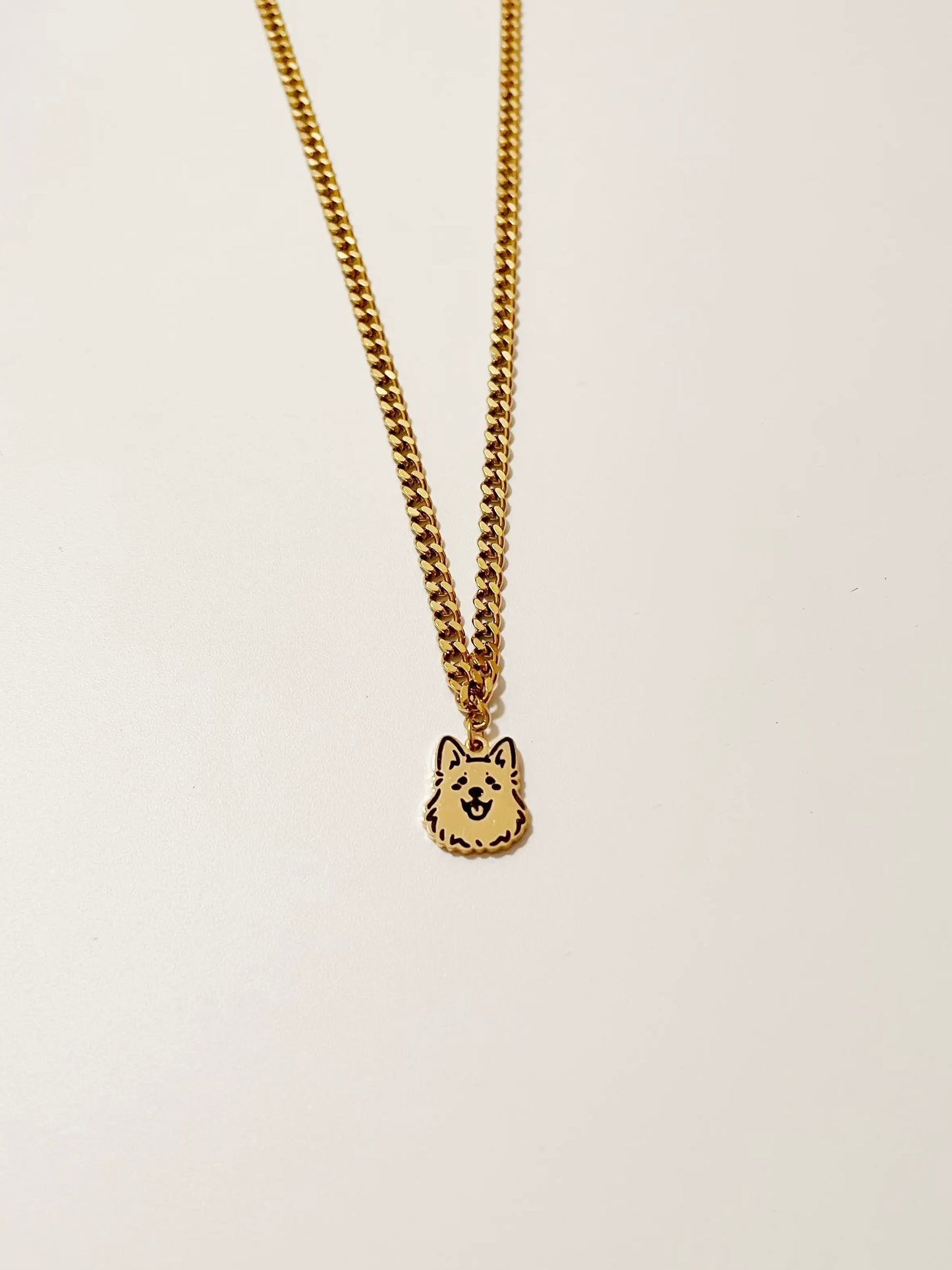 Pet Portrait Mini Cuba Necklace (Gold)