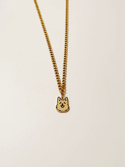 Pet Portrait Mini Cuba Necklace (Gold)