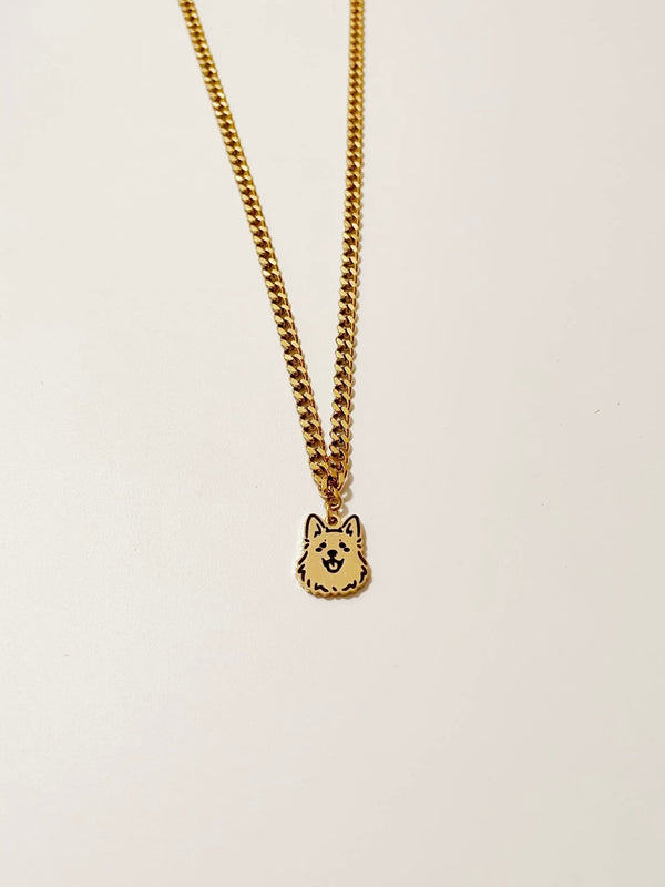 Pet Portrait Mini Cuba Necklace (Gold)