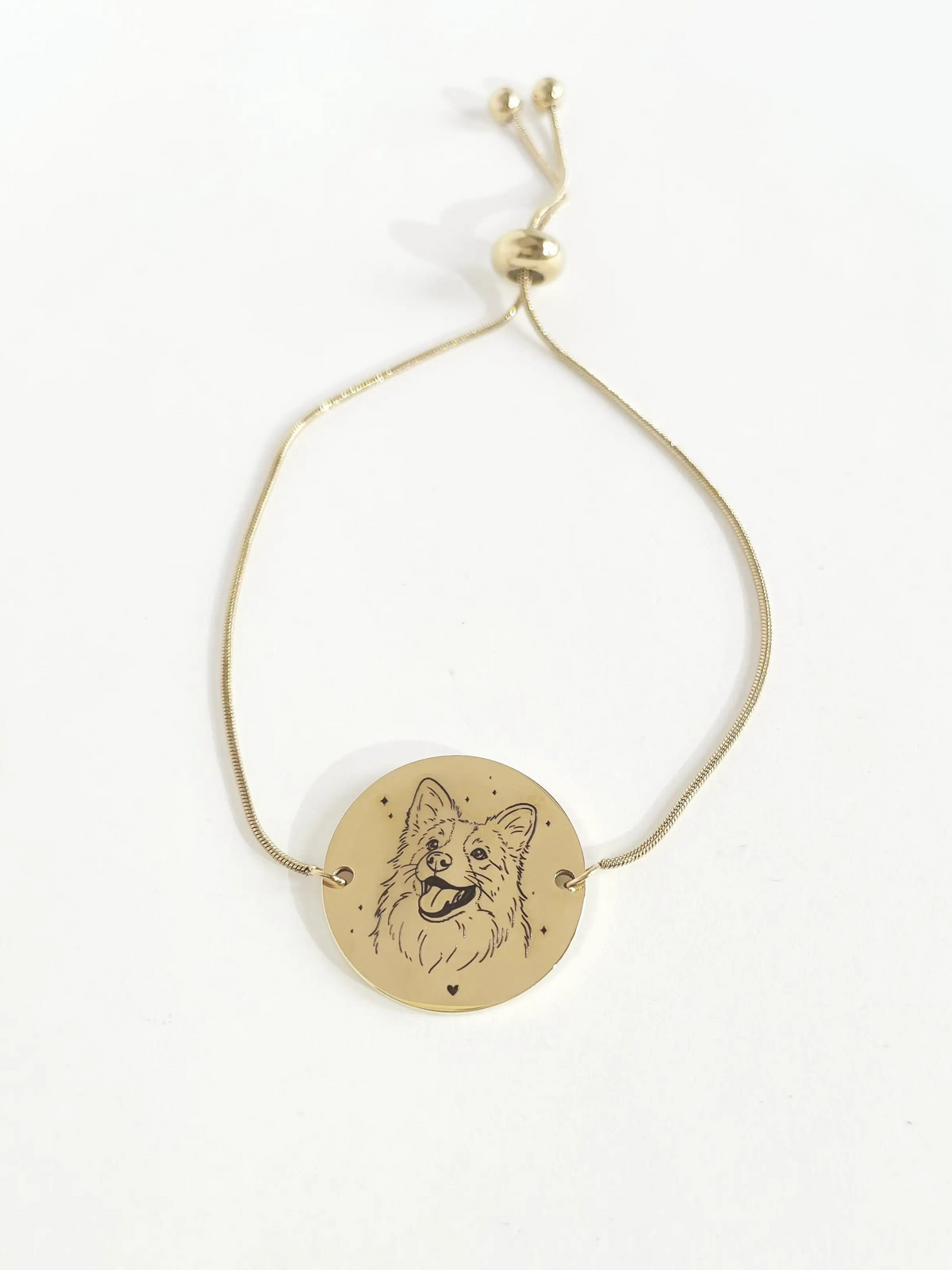 Pet Engraving Round Snake Chain Bracelet (Gold)