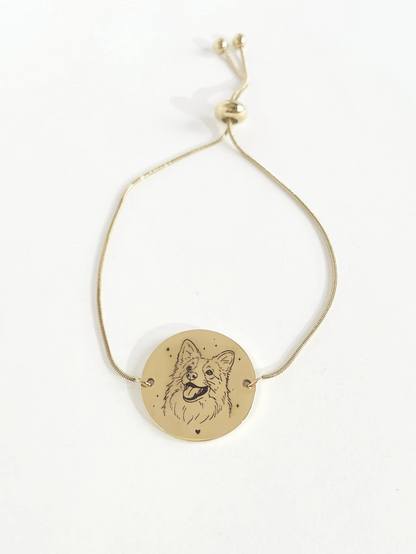 Pet Engraving Round Snake Chain Bracelet (Gold)