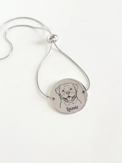 Pet Portrait Love Knot Bracelet (Silver)
