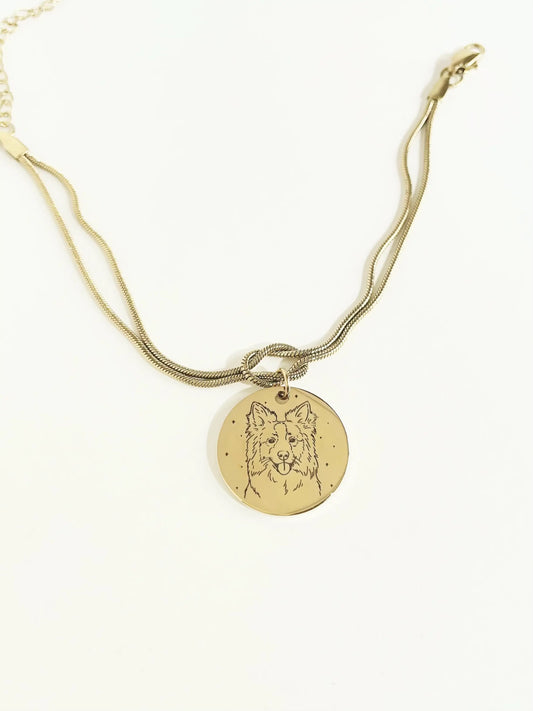Pet Portrait Love Knot Bracelet (Gold)