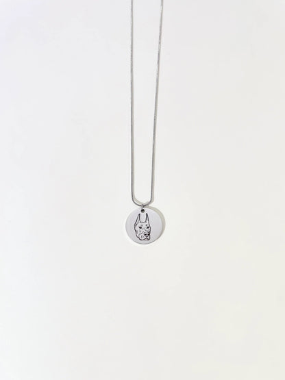 Pet Portrait Disc Necklace (Silver)