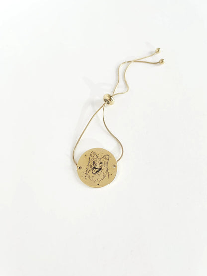 Pet Engraving Round Snake Chain Bracelet (Gold)