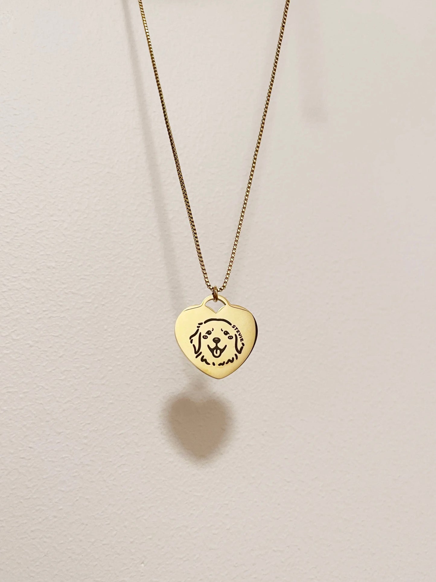 Pet Portrait Heart Necklace (Gold)