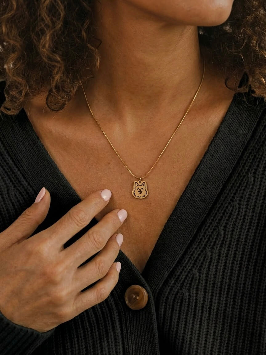 Pet Portrait Herringbone Chain Necklace