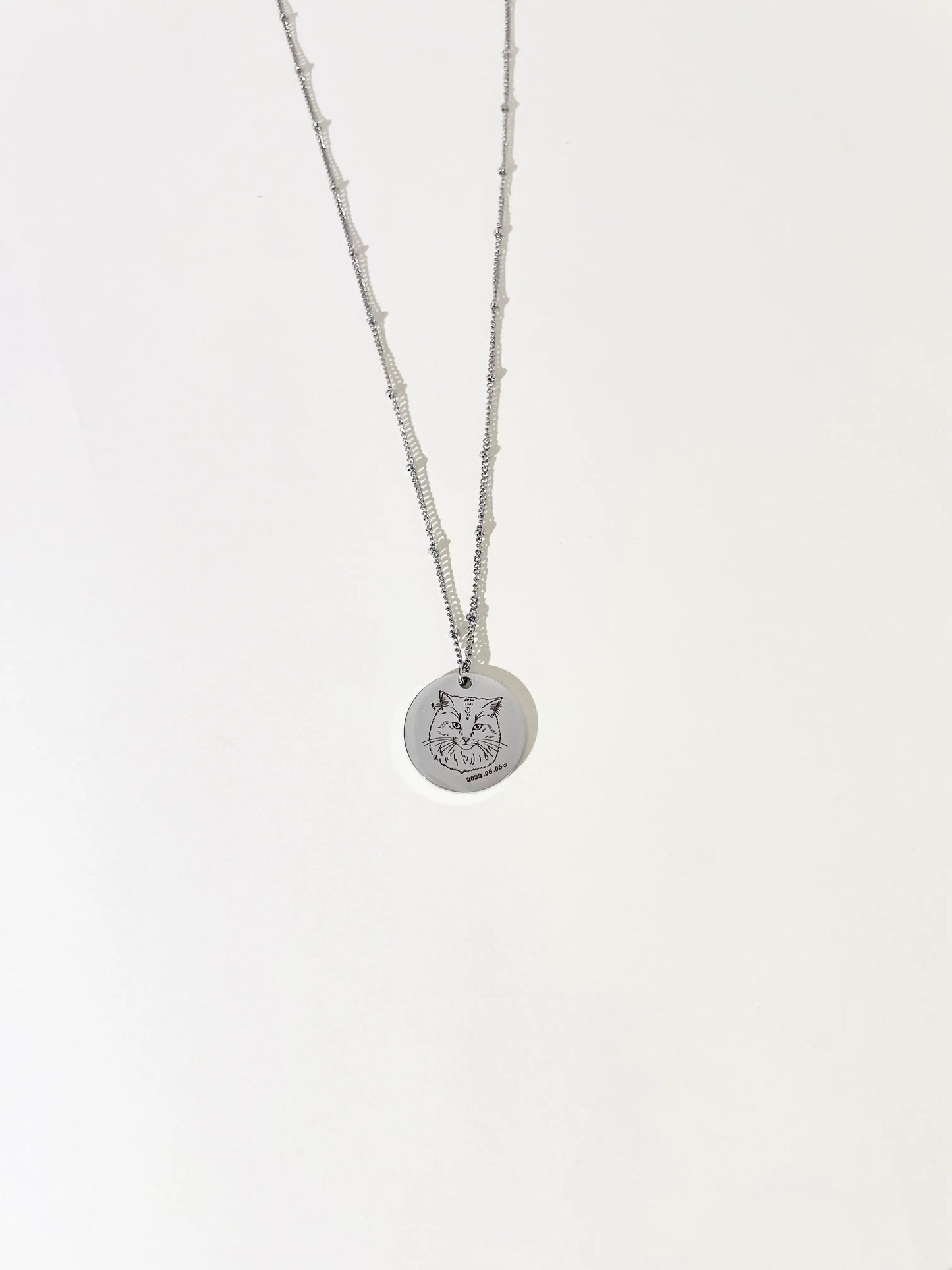 Pet Portrait Disc Necklace (Silver)