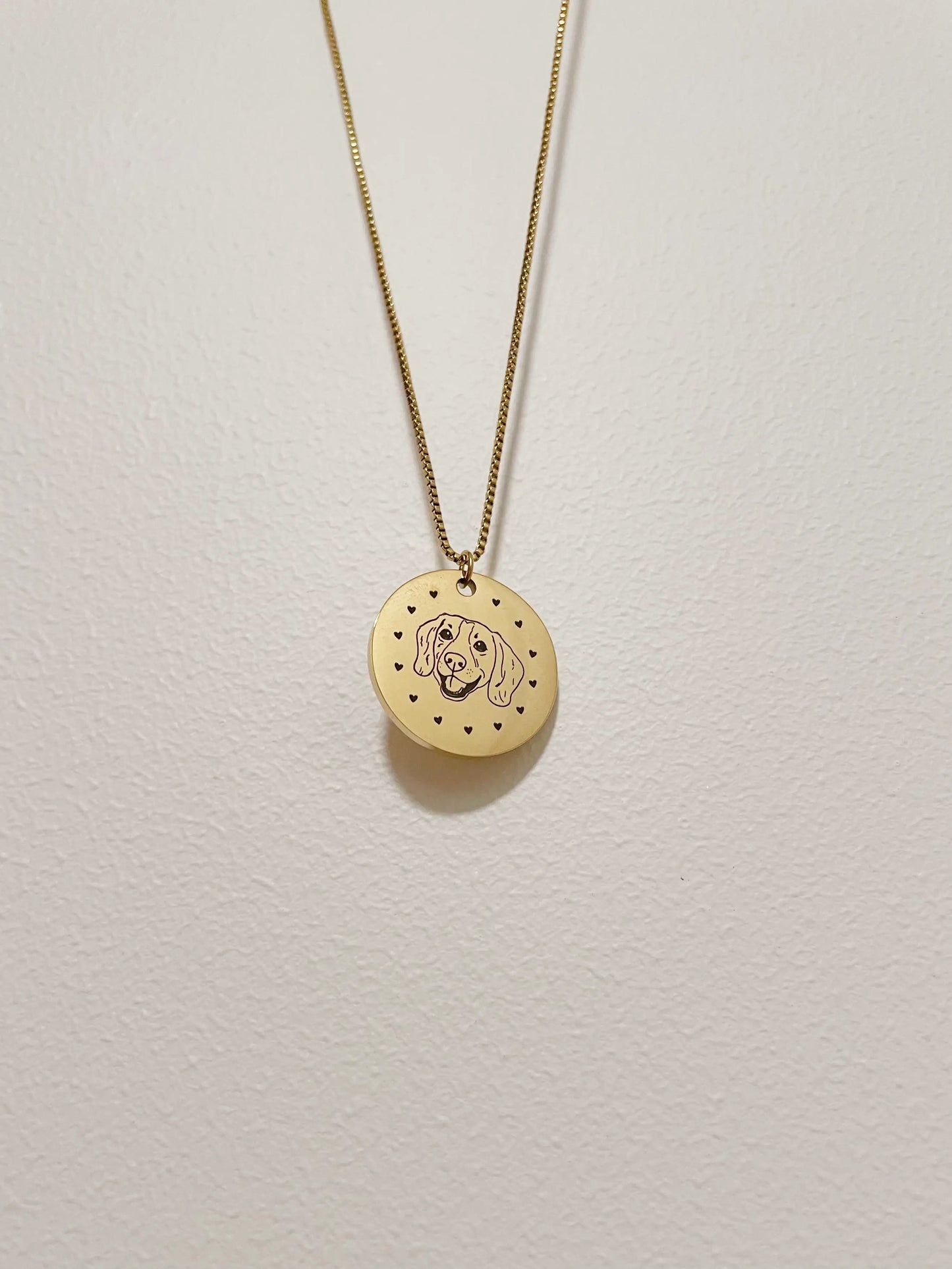 Pet Portrait Disc Necklace (Gold)